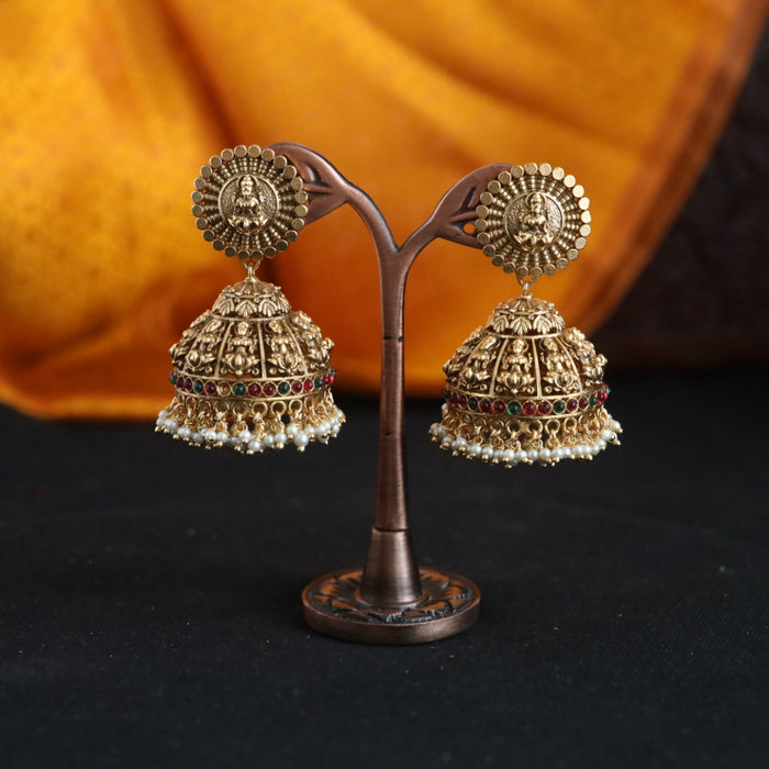 Antique gold temple jumka earrings 466671