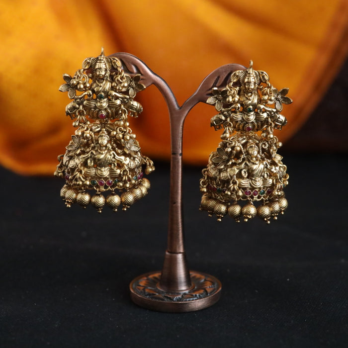 Antique gold temple jumka earrings 466670