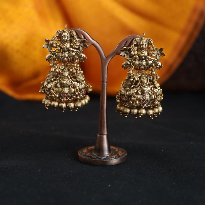 Antique gold temple jumka earrings 466670