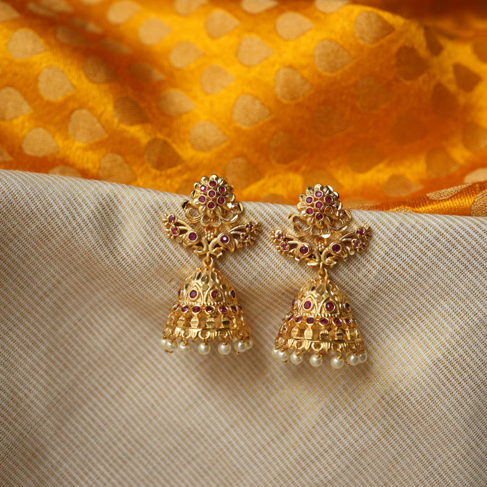 Heritage ruby stone Jumka earrings HJ0044