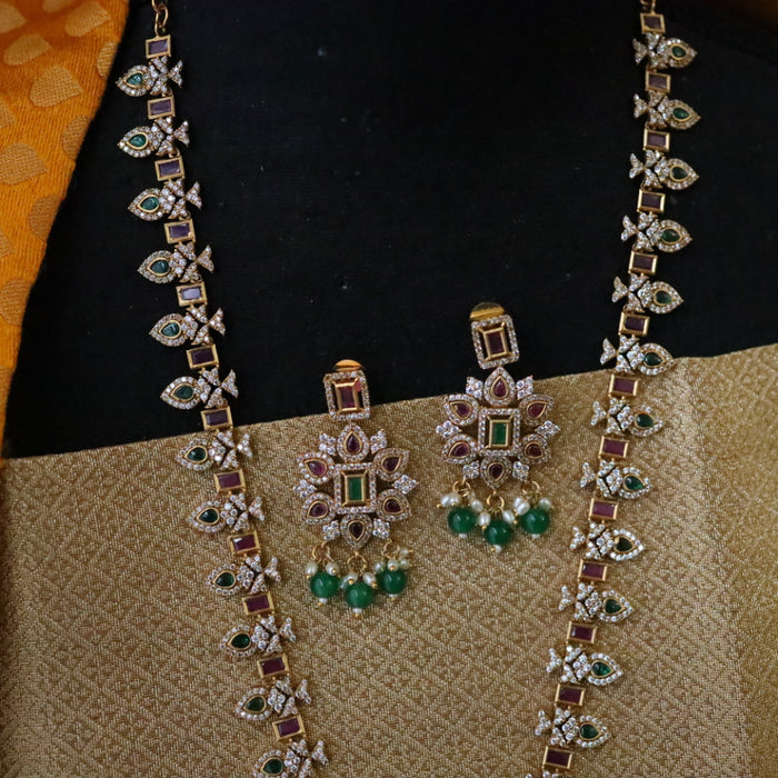 Antique long pendant chain and earrings 144889