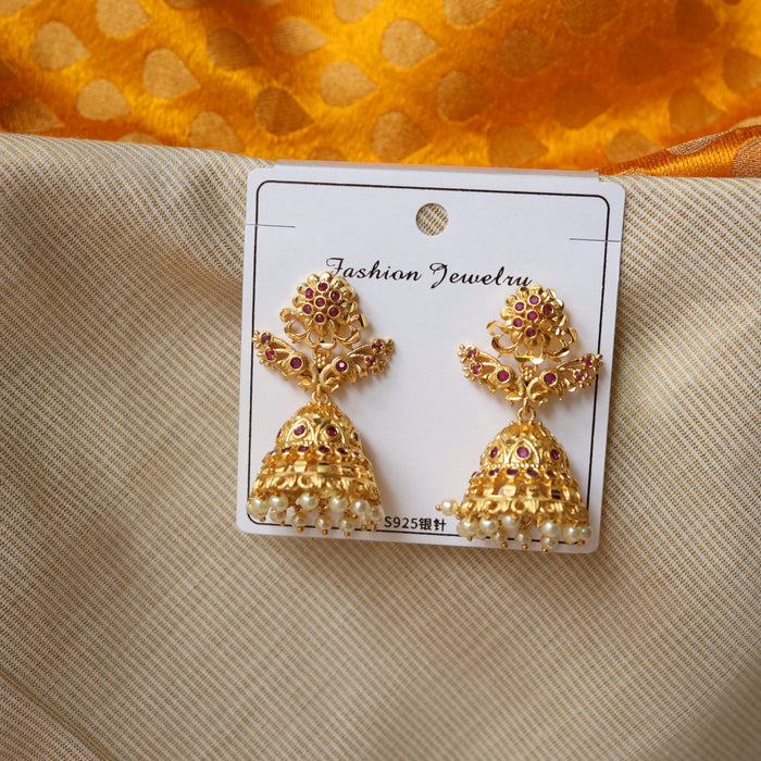 Heritage ruby stone Jumka earrings HJ0044