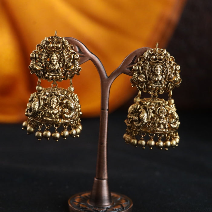 Antique gold temple jumka earrings 466668