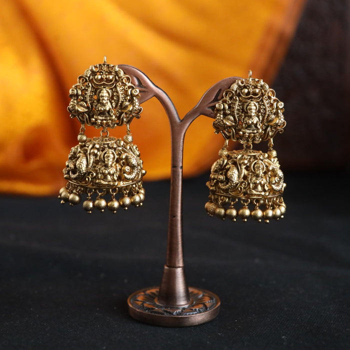 Antique gold temple jumka earrings 466668