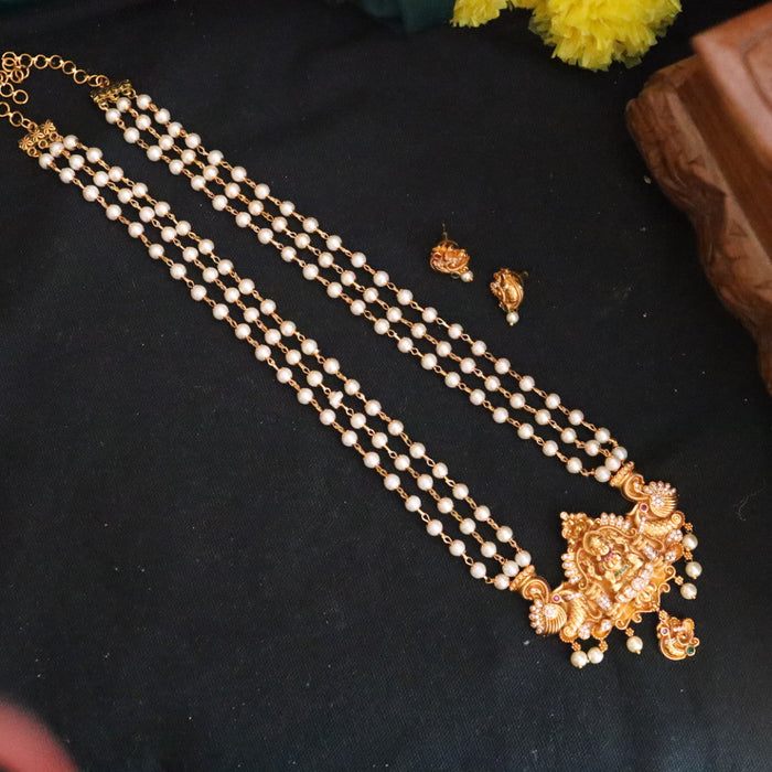 PADMINI pearl temple long necklace with earrings 177089