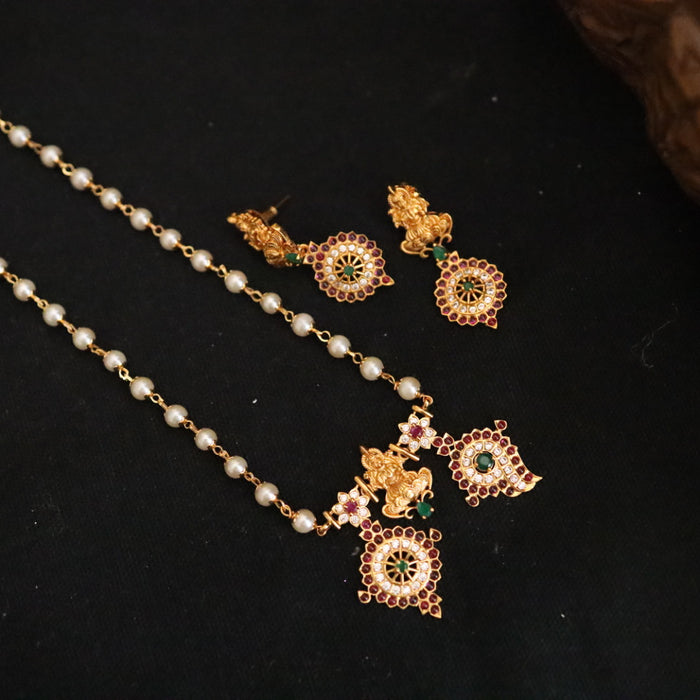 PADMINI pearl temple long necklace with earrings 1770899