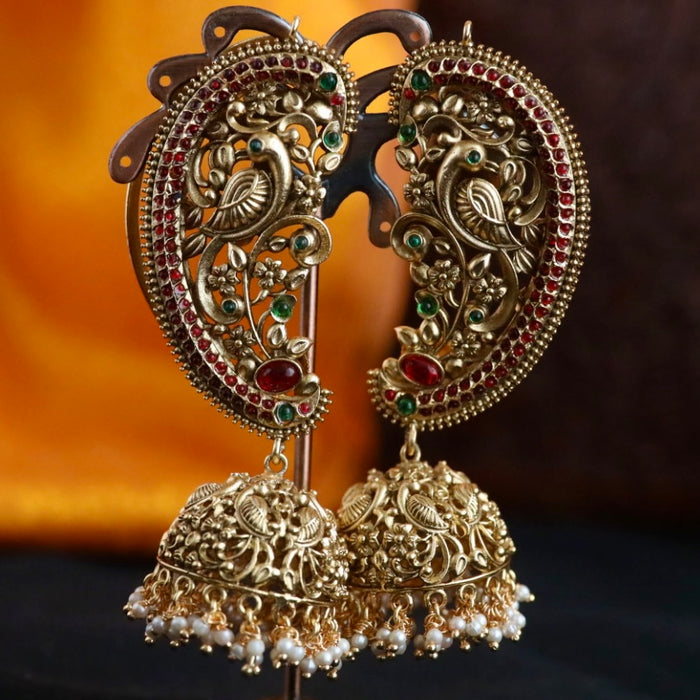 Antique ruby stone jumka earrings 466663