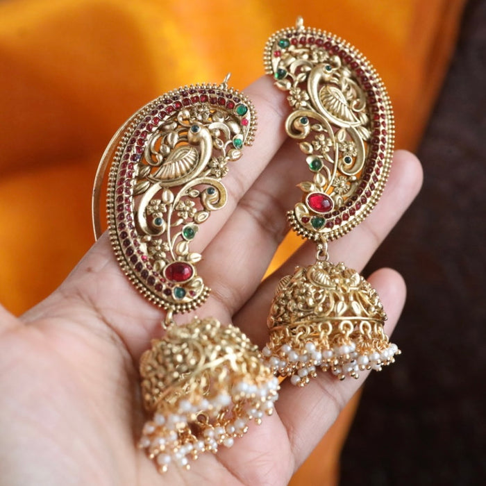 Antique ruby stone jumka earrings 466663