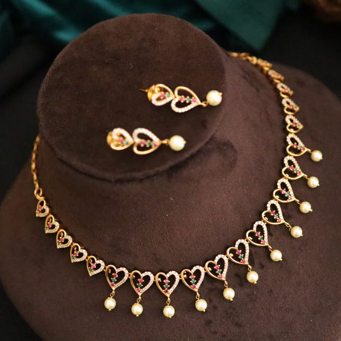 Antique short necklace with earrings 16434