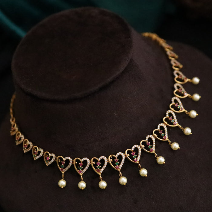 Antique short necklace with earrings 16434