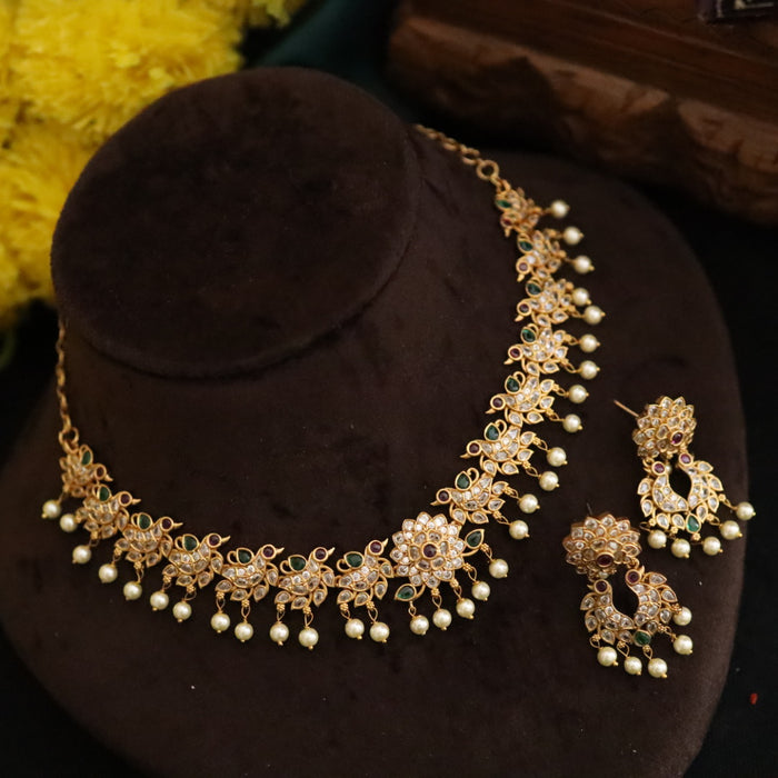 Antique short necklace with earrings 164852