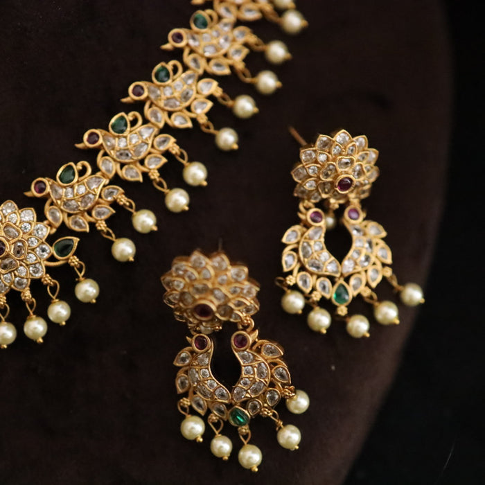 Antique short necklace with earrings 164852