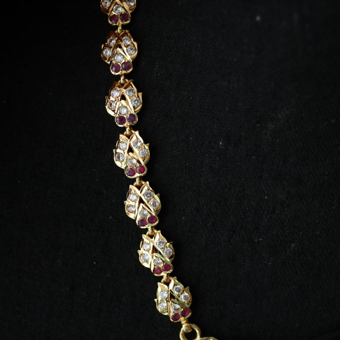 Heritage gold plated ruby white stone short necklace with 123447622