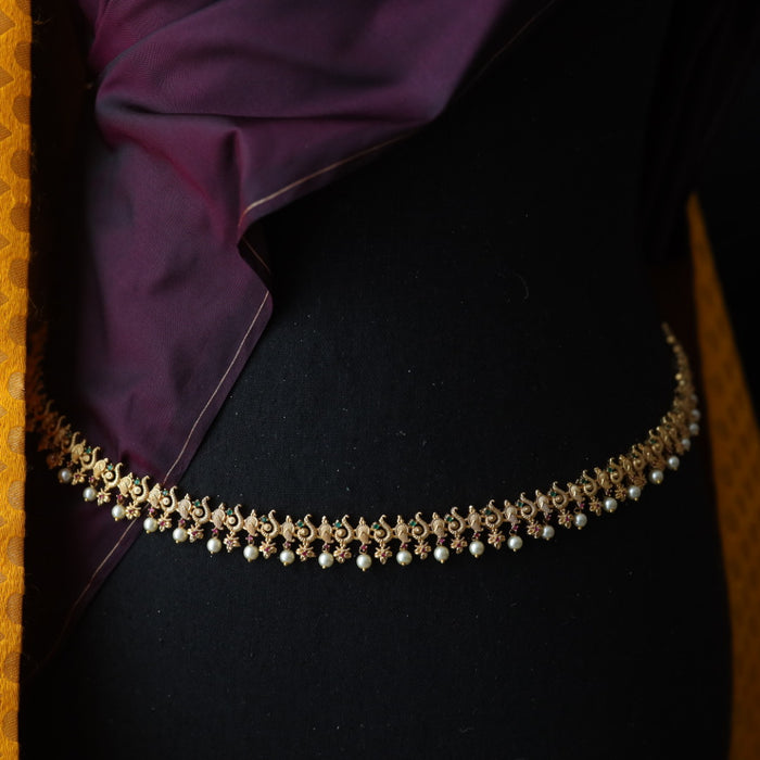 Antique gold long necklace/ waistchain and earrings 81649