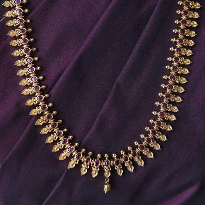 Antique gold long necklace/ waistchain and earrings 81651