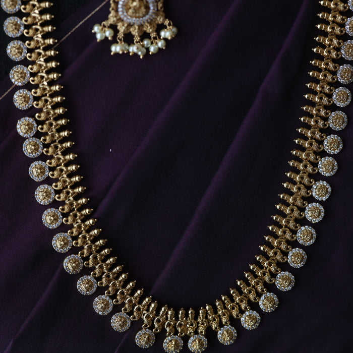Antique gold long necklace/ waistchain and earrings 81654