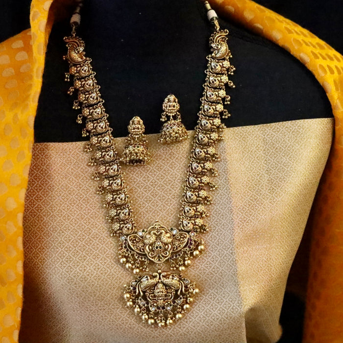 Antique gold long necklace with  earrings 157793