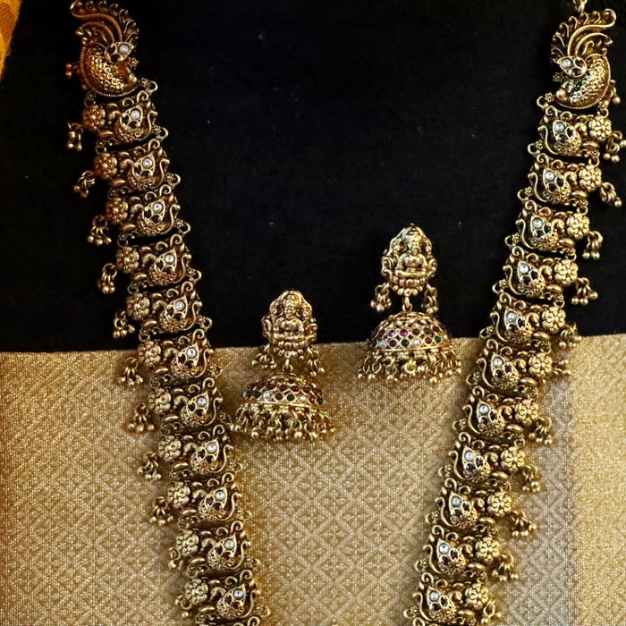 Antique gold long necklace with  earrings 157793