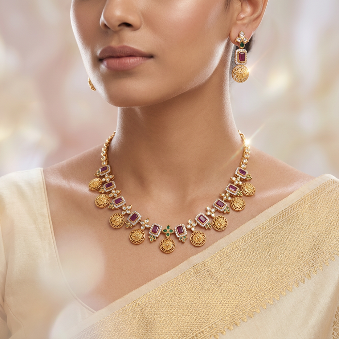 Antique simple short necklace with earrings SS10-125