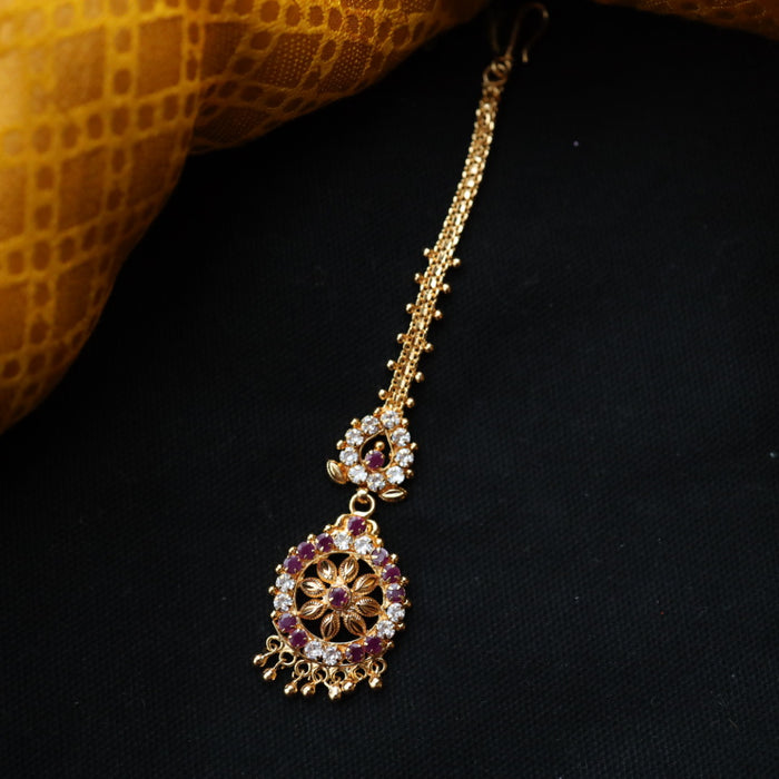 Heritage gold plated ruby white stone tikka 222348682