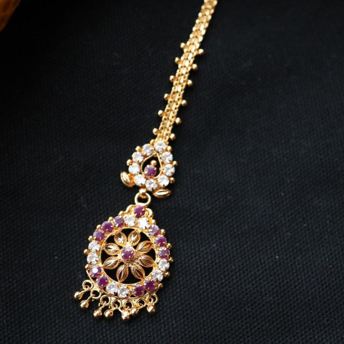 Heritage gold plated ruby white stone tikka 222348682