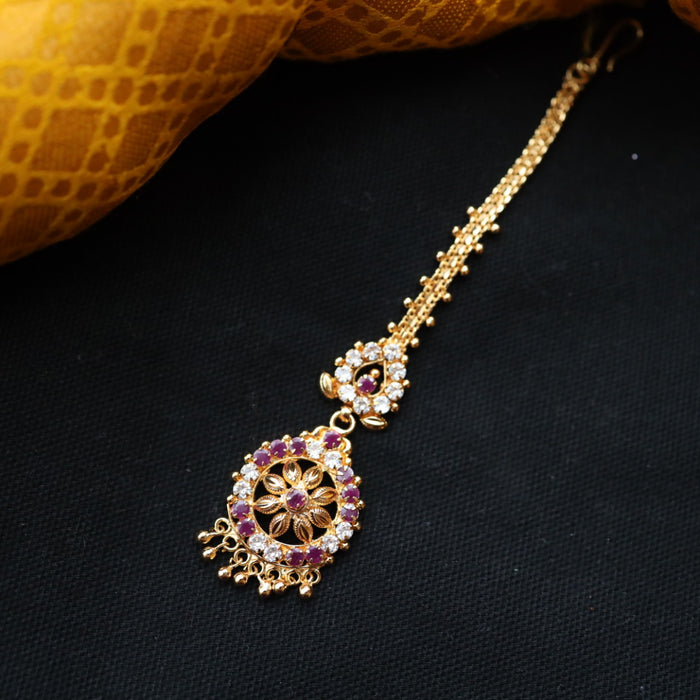 Heritage gold plated ruby white stone tikka 222348682