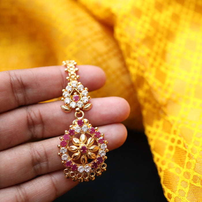 Heritage gold plated ruby white stone tikka 222348682