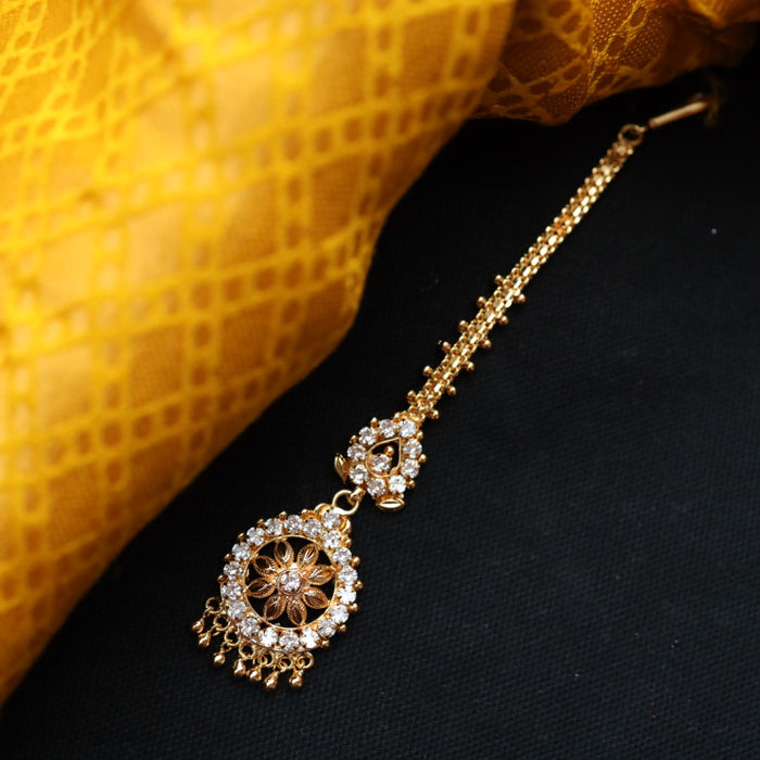 Heritage gold plated white stone tikka 222348683