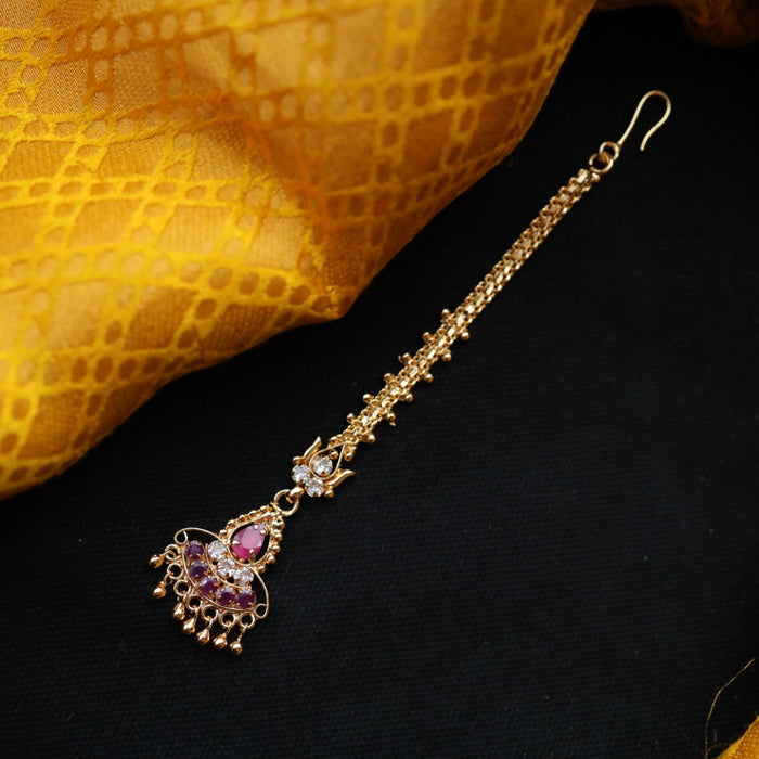 Heritage gold plated ruby white stone tikka TH1014