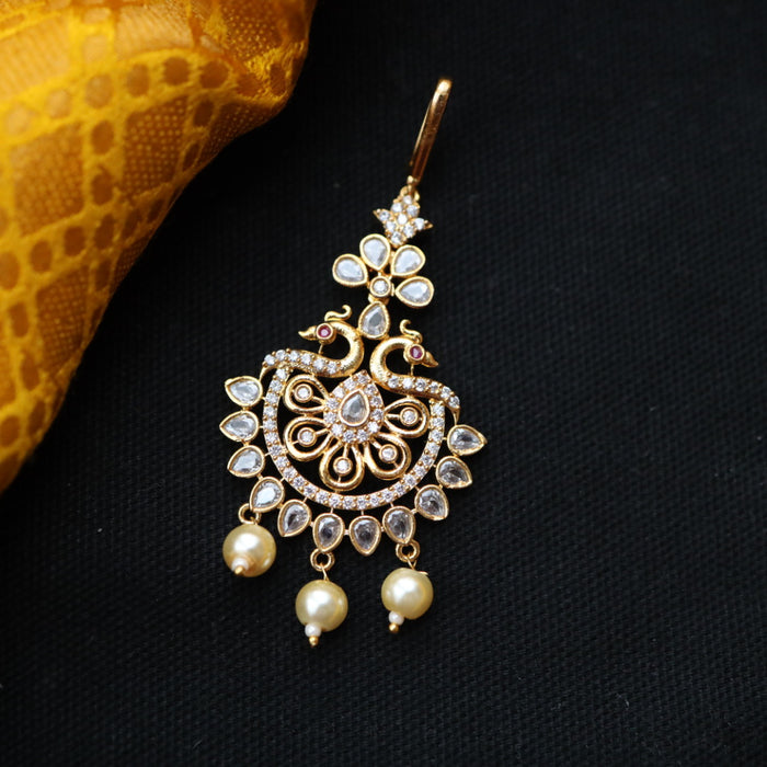 Heritage gold plated white stone tikka TAD1004