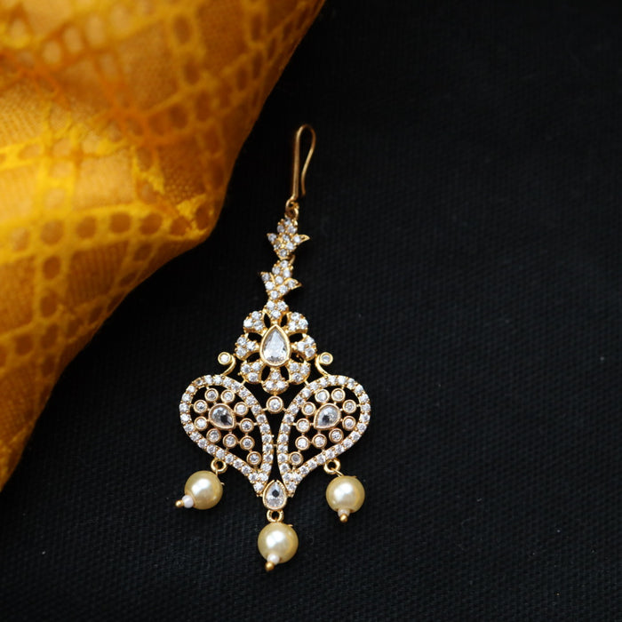 Heritage gold plated white stone tikka TAD1001