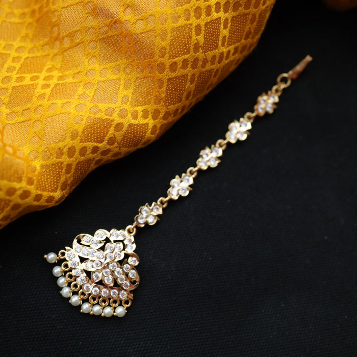 Heritage gold plated white stone tikka 22234893