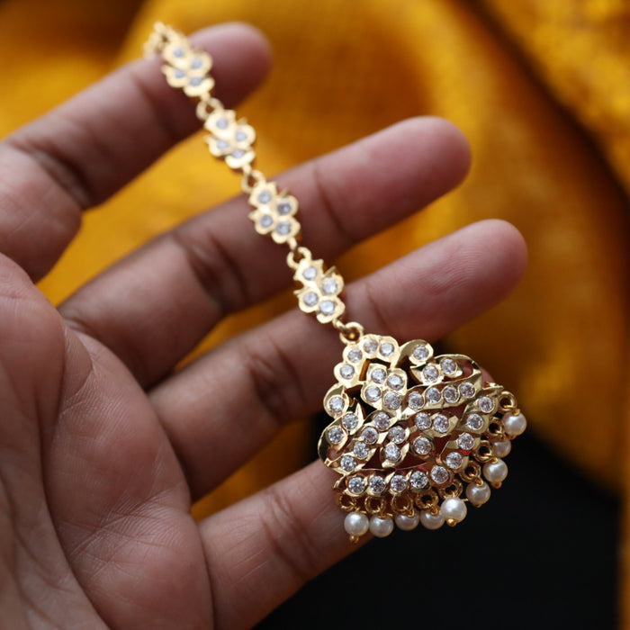 Heritage gold plated white stone tikka 22234893