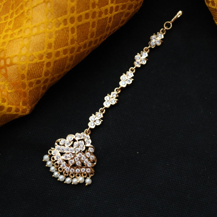 Heritage gold plated white stone tikka TH1017