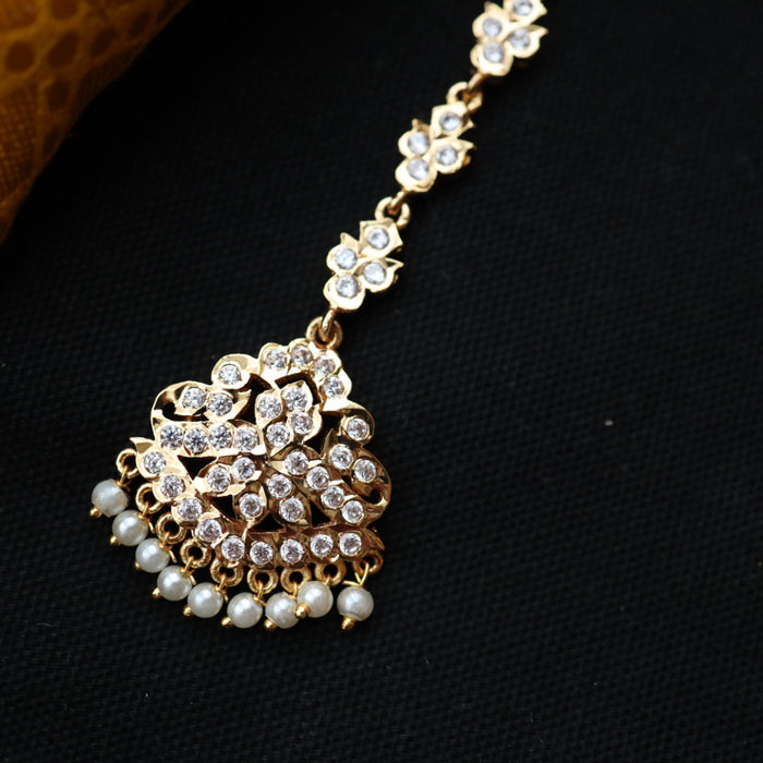 Heritage gold plated white stone tikka TH1017