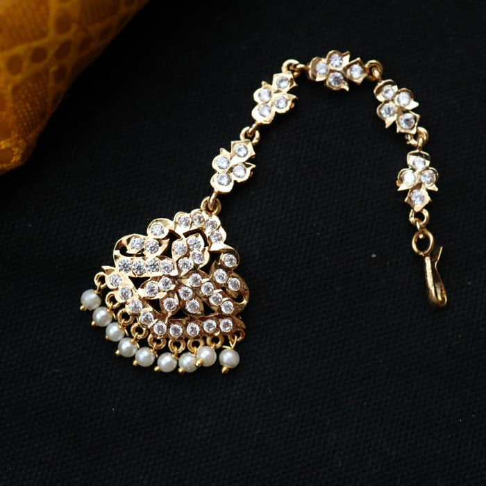 Heritage gold plated white stone tikka TH1017