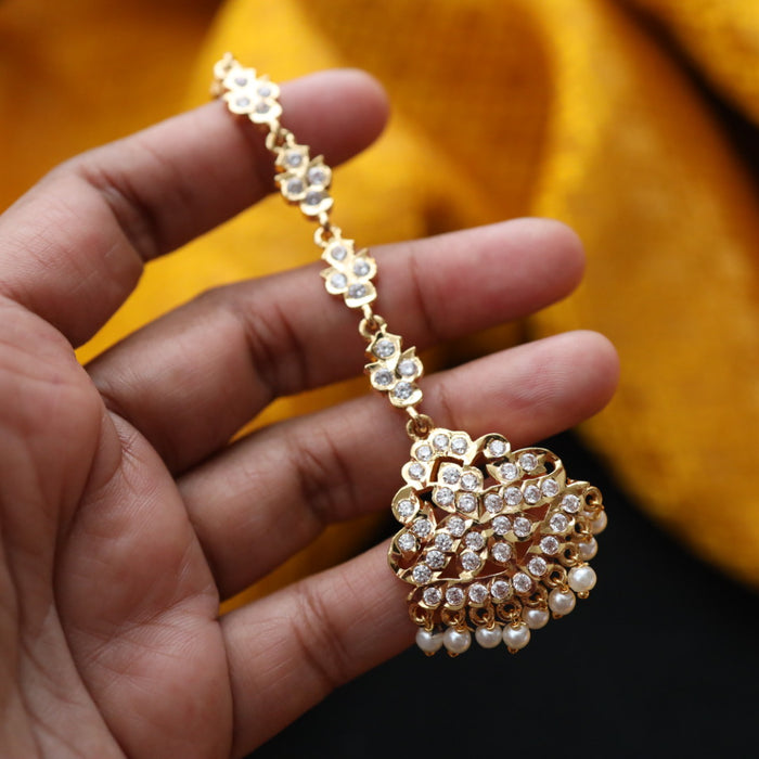 Heritage gold plated white stone tikka TH1017