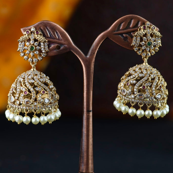 Antique multi stone and pearl jumka earrings 23012502