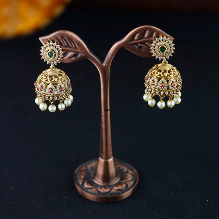 Antique multi stone and pearl jumka earrings 23013028