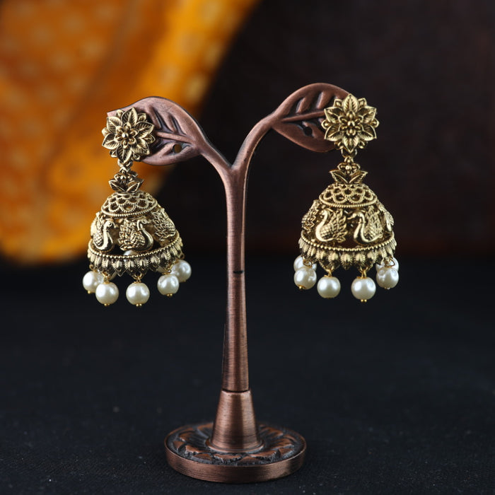 Antique gold & pearl jumka earrings 2301304