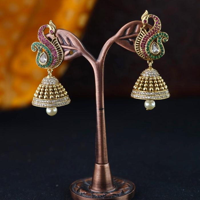 Antique gold & pearl jumka earrings 2301305