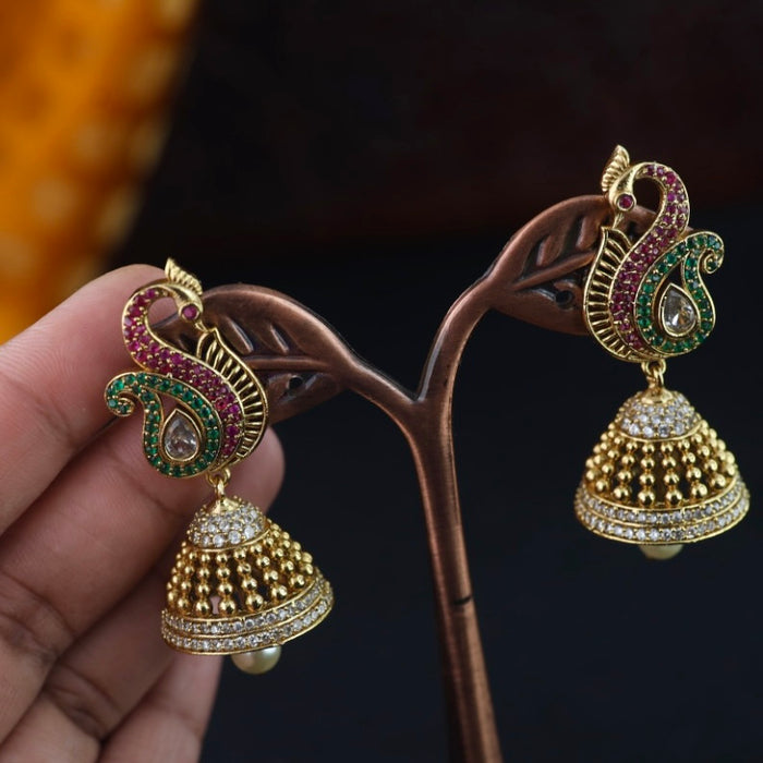 Antique gold & pearl jumka earrings 2301305