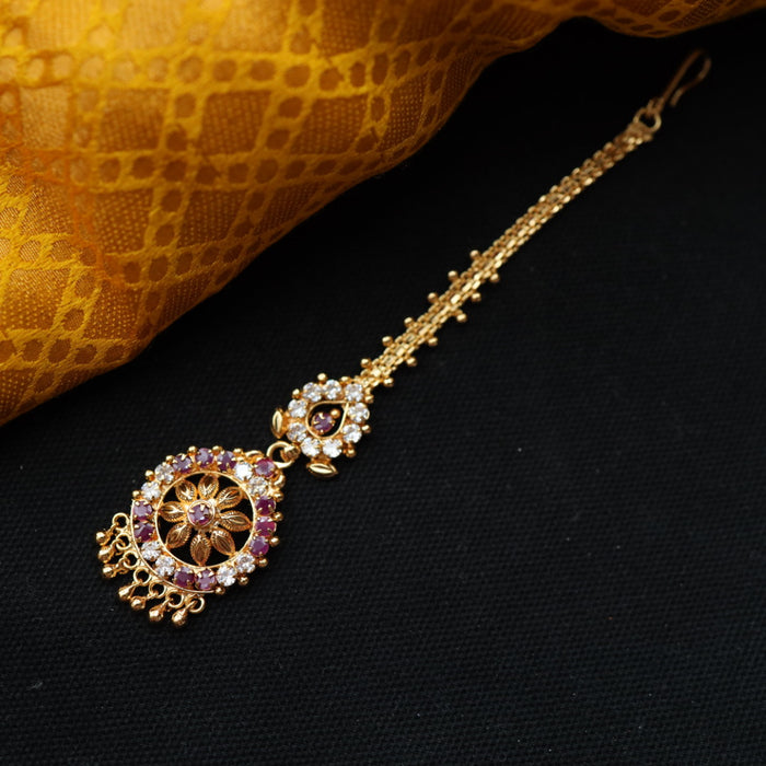 Heritage gold plated ruby white stone tikka 22234913