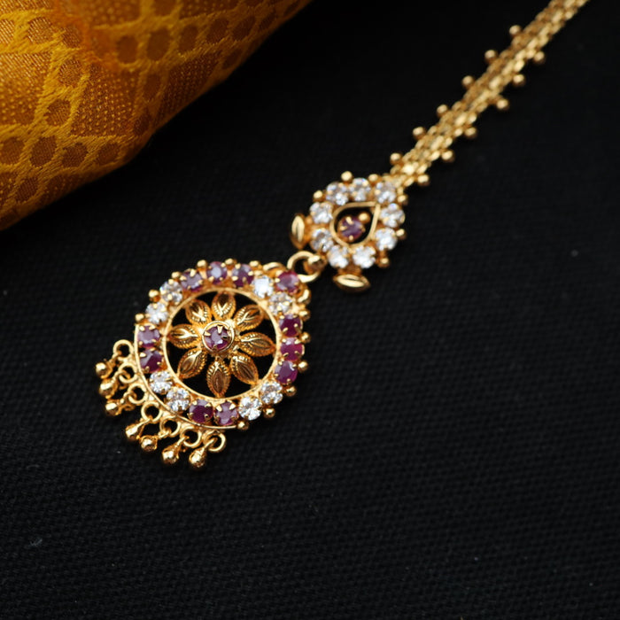 Heritage gold plated ruby white stone tikka 22234913