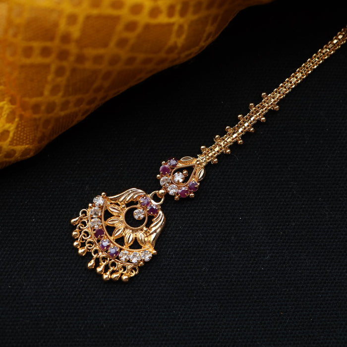 Heritage gold plated ruby white stone tikka TH1009