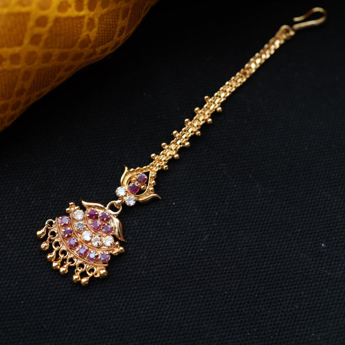 Heritage gold plated ruby white stone tikka TH1008