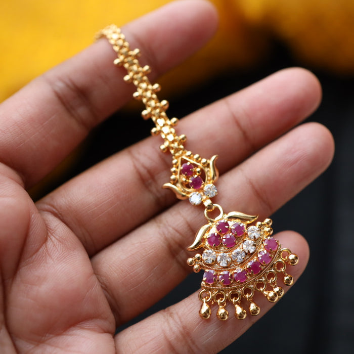 Heritage gold plated ruby white stone tikka TH1008