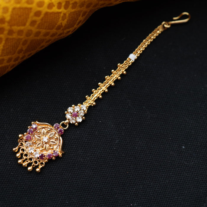 Heritage gold plated ruby white stone tikka TH1005