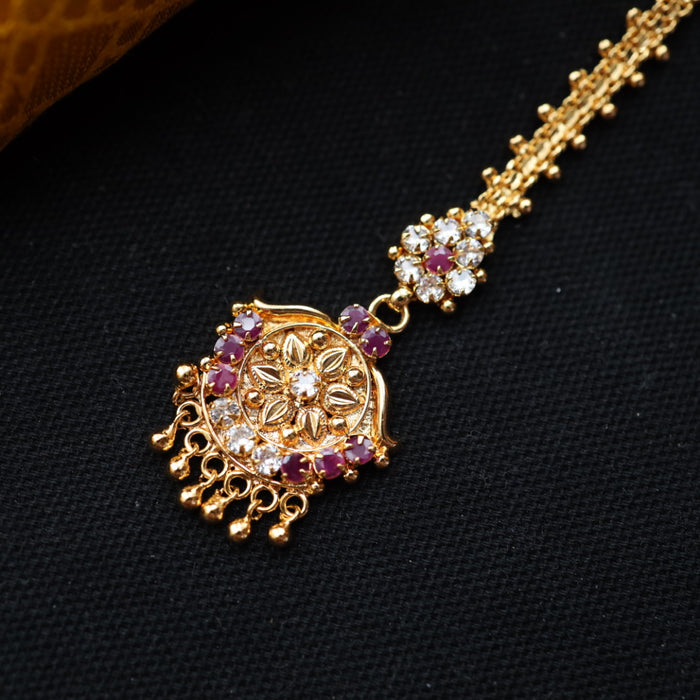 Heritage gold plated ruby white stone tikka TH1005