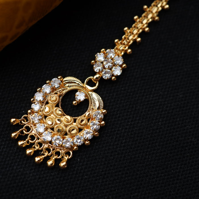 Heritage gold plated white stone tikka TH1003